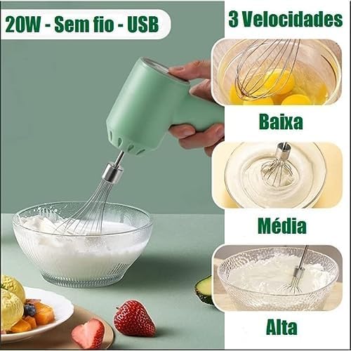 Mini Batedeira Elétrica Recarregável Portátil Triturador de Alimentos Mixer de Mão Misturador com Fuê