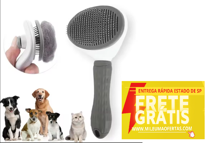 Escova auto-limpante para animais, removedor de pelos,  ferramentas de higiene, cães e gatos.