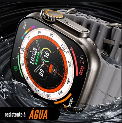 Relógio Smart Watch 9 Ultra 2 + Pulseira Ocean Laranja 49mm