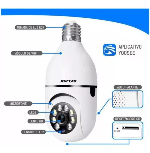 Câmera De Segurança Jortan E27 Inteligente E27 Com Resolução