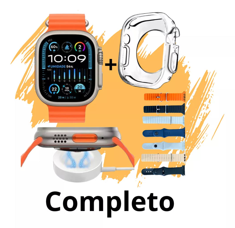 Smartwatch Ultra 9 S100 7 Pulseiras 1 Brinde Case Proteção