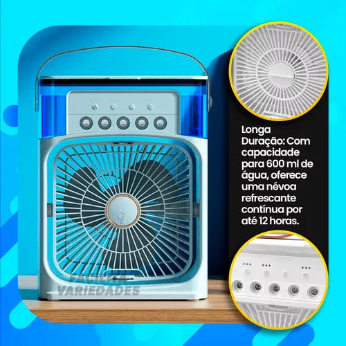 Mini Ar Condicionado Ventilador Mesa Escritorio Quarto Usb Cor Branco
