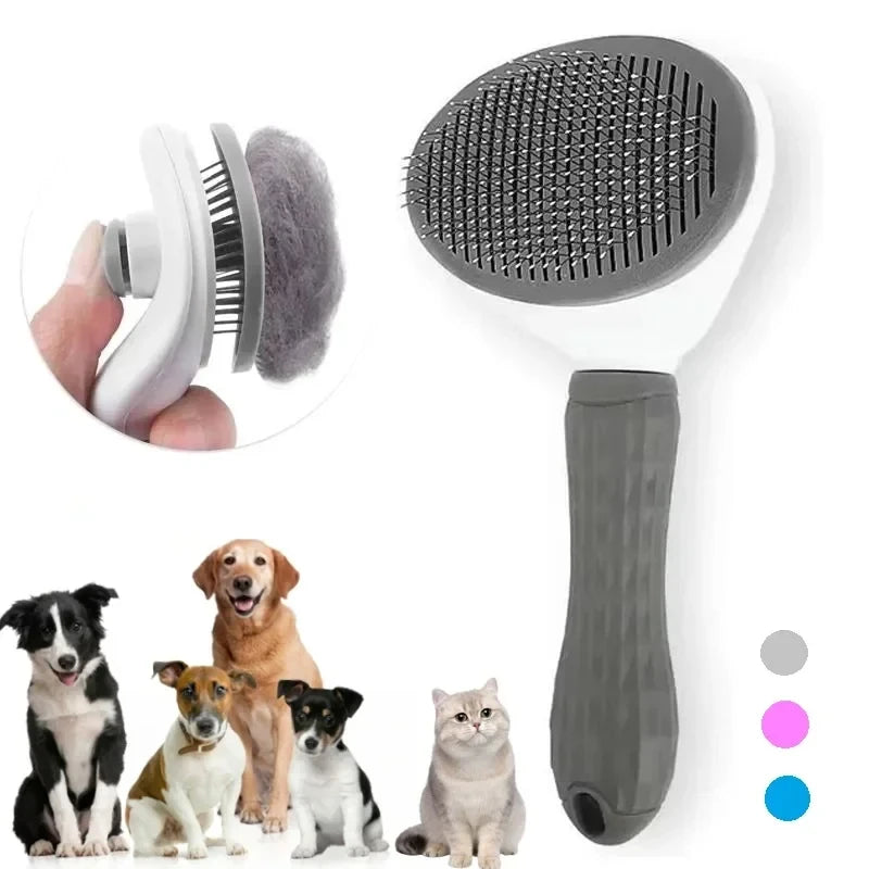 Escova auto-limpante para animais, removedor de pelos,  ferramentas de higiene, cães e gatos.