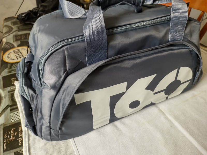 T60 Bolsa Academia Transversal Com Compartimentos Top D Luxo Cor Cinza Cor Da Correia De Ombro Cinza Desenho Do Tecido Liso