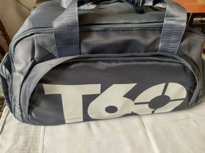 T60 Bolsa Academia Transversal Com Compartimentos Top D Luxo Cor Cinza Cor Da Correia De Ombro Cinza Desenho Do Tecido Liso