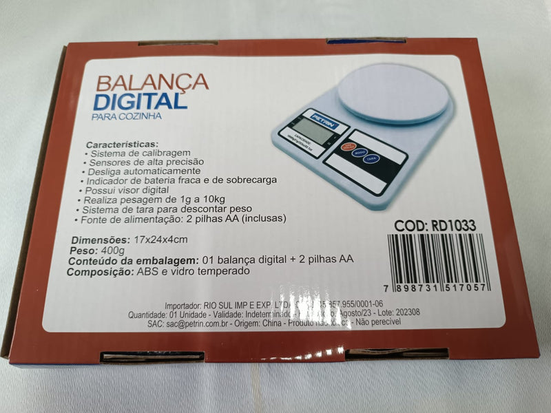 Balança Digital Cozinha Alta Precisão Pesa Até 10kg Petrin