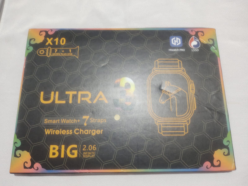 Relógio SmartWatch X10 Ultra 3 Sport Gold - Estojo com 7 pulseiras