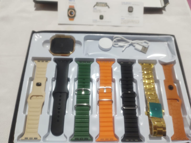 Relógio SmartWatch X10 Ultra 3 Sport Gold - Estojo com 7 pulseiras