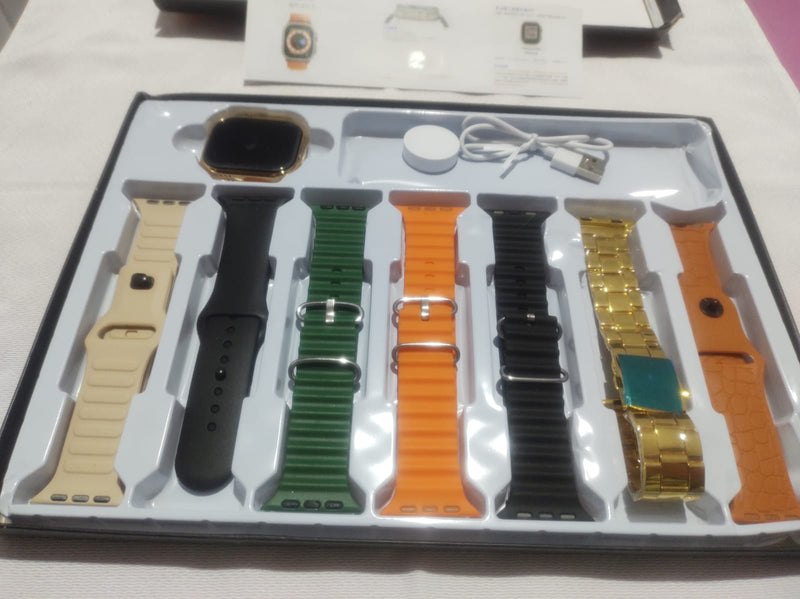 Relógio SmartWatch X10 Ultra 3 Sport Gold - Estojo com 7 pulseiras