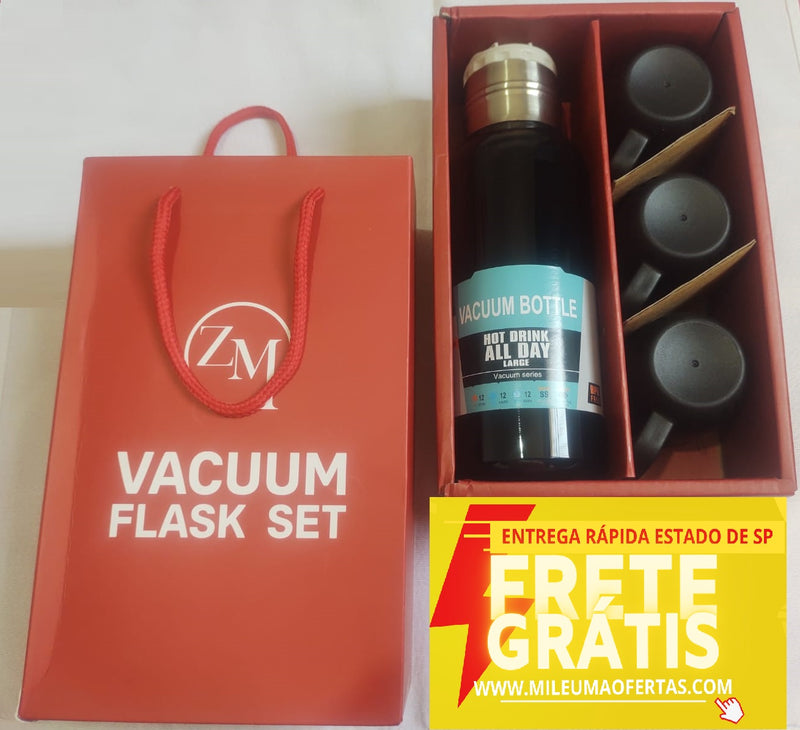 Nova Garrafa Térmica ZM Vacuum Flask Set 500ml Com 3 Copos