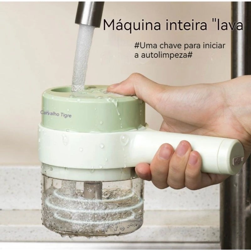 Triturador Cortador Elétrico Multifuncional Para Vegetais E Carnes Alho Aço Inoxidável Elétrico De Legumes 4 Em 1 Sem Fio