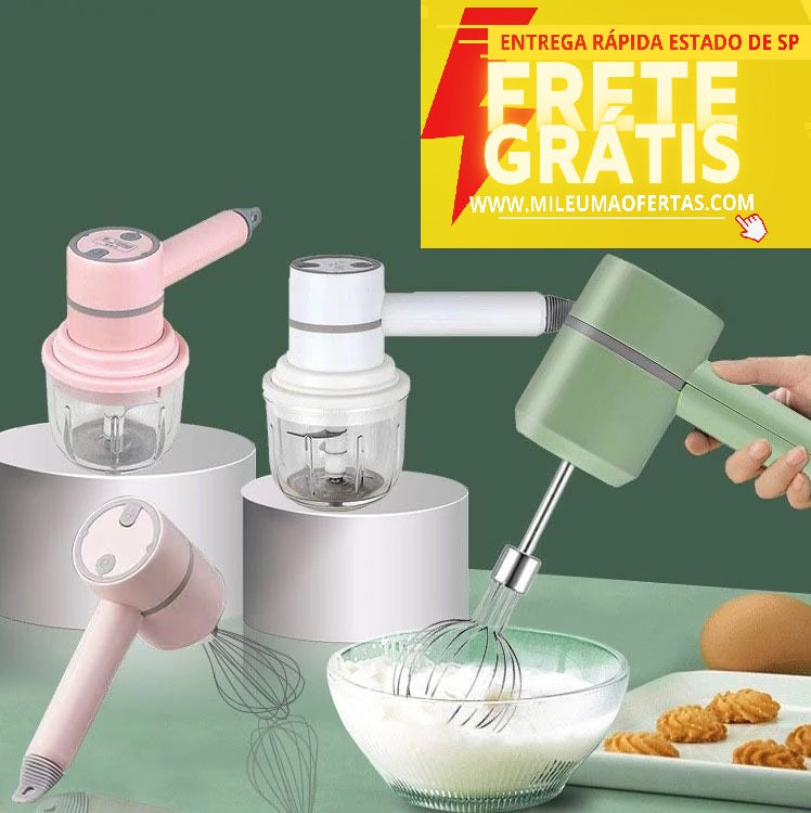 Mini Batedeira Elétrica Recarregável Portátil Triturador de Alimentos Mixer de Mão Misturador com Fuê